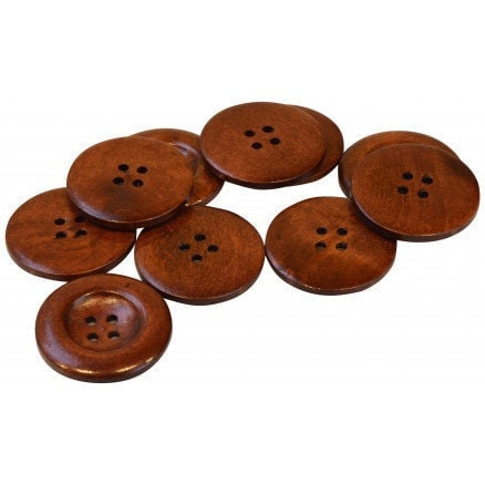 Large dark brown coffee wooden button - 35mm - 1 3/8 inch -  4 hole - wood buttons (b21318p)