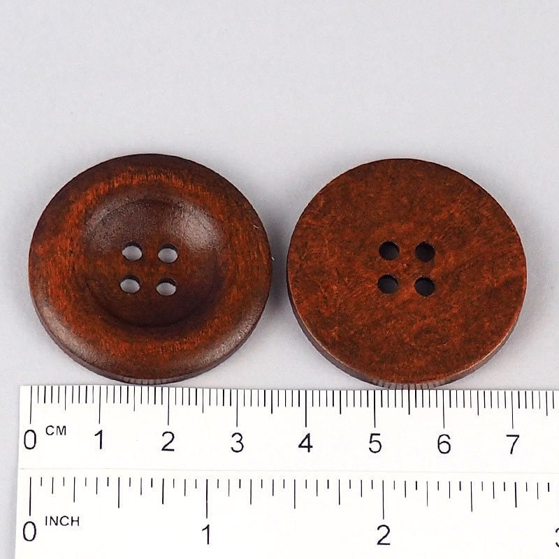 Large dark brown coffee wooden button - 35mm - 1 3/8 inch -  4 hole - wood buttons (b21318p)