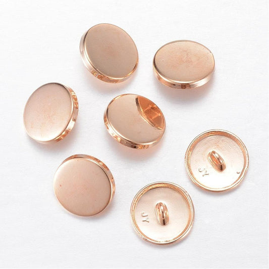 Gold finish metal buttons shank 15mm in diameter (1/2" inch) - gold tone shank button (05kcg)