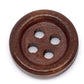 25 dark brown wooden buttons - 15mm - 4 hole - wood button (b10383)