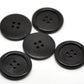 5 black wooden buttons - 30mm (approx. 1 1/8" inch) - rim - 4 hole - wood button (b19500)