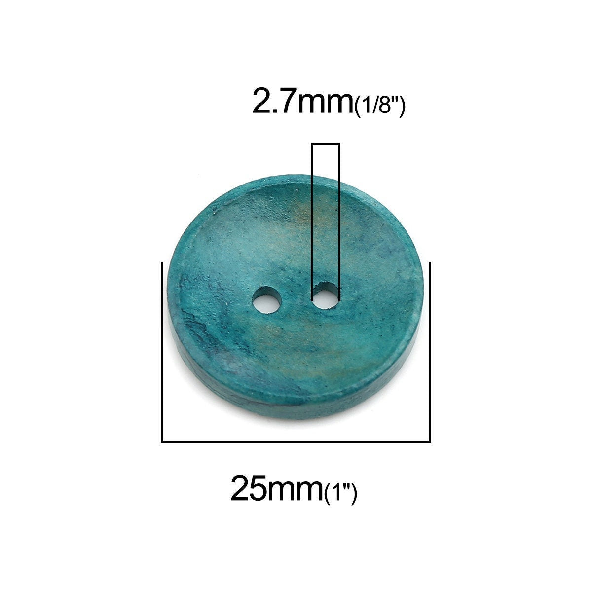 1 inch mixed color wooden buttons - stitch design - 25mm (1 inch)-  mixed colors - 2 hole - mixed wood button (b0251696)