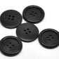 10 black wooden buttons - 30mm (approx. 1 1/8" inch) - rim - 4 hole - wood button (b19500)