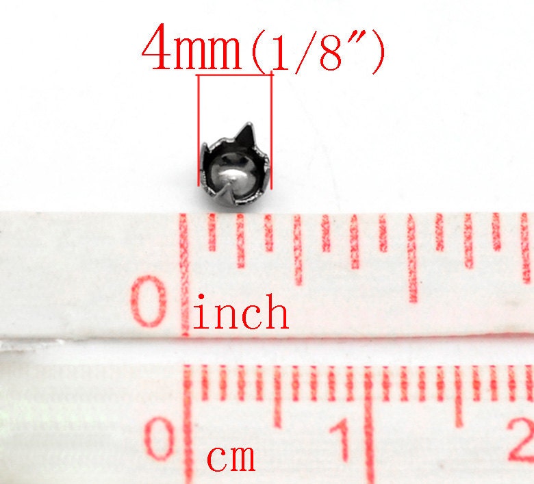 100 Gunmetal Rivet Stud Spikes - 4mm - 4 Legs - Metal - Rivets Studs Spike (B18974)
