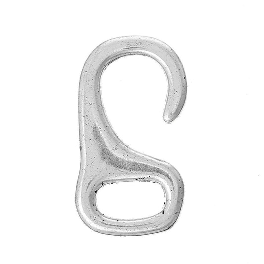 10 Silver Hook Clasps - 3.2cm x 1.7cm (1 1/4" x 5/8") -  Silver Clasp for Leather Cord or Bracelet  (34503)