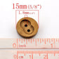 8 brown wooden buttons - 15mm (5/8 inch) - 2 hole - wood button