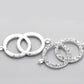 2 Rhinestone Double Dual Ring Connector Charm - Silver Finish - Crystal Rhinestones - 4.2cm x 2.2cm (1 5/8"x7/8") (20858)