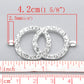 2 Rhinestone Double Dual Ring Connector Charm - Silver Finish - Crystal Rhinestones - 4.2cm x 2.2cm (1 5/8"x7/8") (20858)