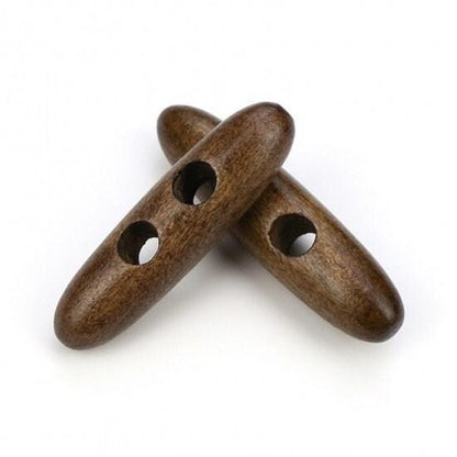 Toggle Wooden Buttons - Dark Brown Finish - 5cm - Wood Toggle Button 252(b866252-p)