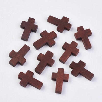 Wood Cross Pendant, Brown, Wood Cross, Easter Crafts, Small Wood Cross, Pendant, 22mm X 15mm Hole: 2.5mm Wood-wh0020-a03(wood-wh0020-a0