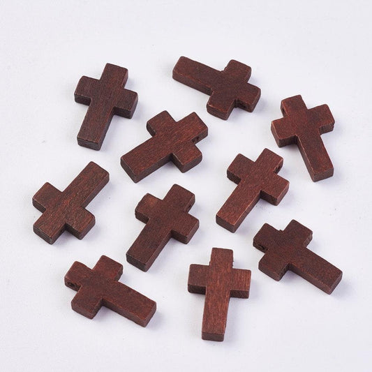 Wood Cross Pendant, Brown, Wood Cross, Easter Crafts, Small Wood Cross, Pendant, 22mm X 15mm Hole: 2.5mm Wood-wh0020-a03(wood-wh0020-a0