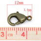 25 Antique Bronze Lobster Clasps - 12mm x 7mm - Parrot Clasp Bronze (13159)