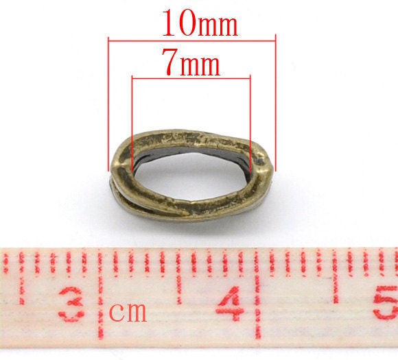20 Bronze Slider Spacer Beads - 10mm x 7mm -  Bronze Slider Bead for Leather Cord or Bracelet (13445)