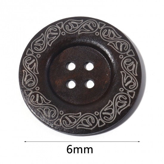 5 Extra Large Wooden Button - 2 3/8 inch - 6cm - Wood Buttons - Decorative (19213)