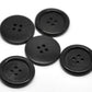 Black Wooden Buttons - 20mm (approx. 3/4 inch)  - Rim - 4 Hole - Wood Button  (butt-blk-20mm)) (Copy)