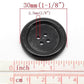 Black Wooden Buttons - 30mm (approx. 1 1/8 Inch)  - Rim - 4 Hole - Wood Button  (b19500)