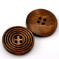 Chestnut Brown Wooden Buttons - 20mm - Approx. 3/4 Inch - 4 Hole - Wood Button (981)