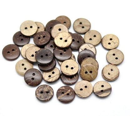 Small Coconut Shell Wooden Buttons - 13mm (1/2 Inch) - Wood Buttons