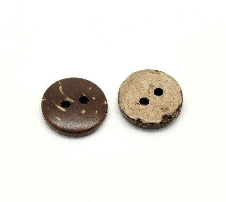 Small Coconut Shell Wooden Buttons - 13mm (1/2 Inch) - Wood Buttons