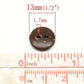 Small Coconut Shell Wooden Buttons - 13mm (1/2 Inch) - Wood Buttons