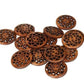 Brown Carved Wooden Buttons - 20mm (approx. 3/4 Inch) - 2 Hole - Brown Wood Button (butt-drkbrn-wd-crvd-20mm))