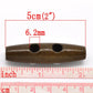 5 Large Toggle Wooden Buttons - Dark Brown Finish - 5cm x 1.3cm (2 inch) - Wood Toggle Button (16974)