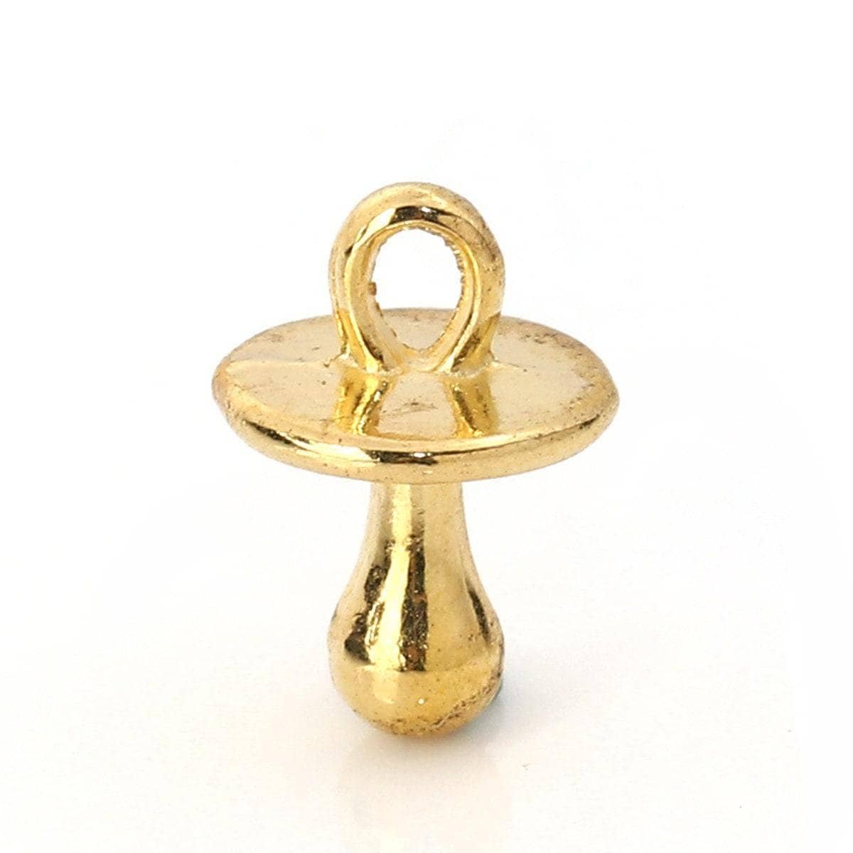10 Gold Plated Pacifier Baby Charm Pendant - Gold Plated - Lead and Nickel Free - 13mm x 9mm (1/2" x 3/8") B0112592