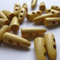 6 Toggle Wooden Buttons - Horn Shaped - Light Natural Finish - 21mm x 8mm（7/8" x 3/8") - Wood Toggle Button