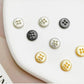 10 Silver, Gold or Gunmetal Buttons - 10mm - 4 hole - Doll Buttons - Mini Button - Small Buttons - Lead and Nickel Safe (48,49,50)