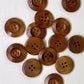 Dark Brown Wooden Buttons - 25mm (1 Inch) - 4 Holes -  Round Sewing Wood Buttons 25mm (1")  (040991)