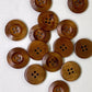 Dark Brown Wooden Buttons - 25mm (1 Inch) - 4 Holes - Round Sewing Wood Buttons 25mm (1") (040991)