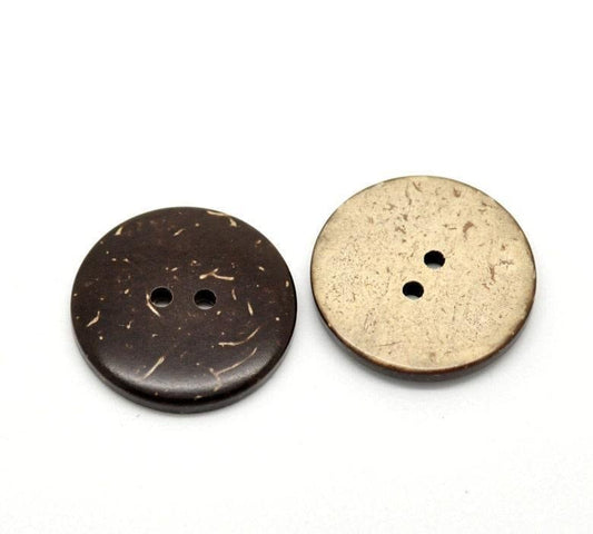 Coconut Shell Wooden Buttons - 1 Inch - 25mm - Wood Buttons - Recycled Coconut Wood (18429)
