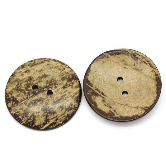 10 Extra Large Coconut Shell Wooden Buttons - 2 inch - 5cm -  Wood Buttons -  Coconut Wood (B30431)