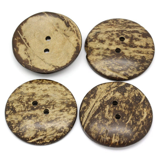 10 Extra Large Coconut Shell Wooden Buttons - 2 inch - 5cm -  Wood Buttons -  Coconut Wood (B30431)
