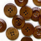 Dark Brown Wooden Buttons - 25mm (1 Inch) - 4 Holes -  Round Sewing Wood Buttons 25mm (1")  (040991)