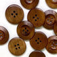 Dark Brown Wooden Buttons - 25mm (1 Inch) - 4 Holes - Round Sewing Wood Buttons 25mm (1") (040991)