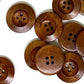 Dark Brown Wooden Buttons - 25mm (1 Inch) - 4 Holes -  Round Sewing Wood Buttons 25mm (1")  (040991)