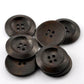 Dark Brown Coffee Wooden Buttons - Brown Finish 25mm (approx. 1 Inch) - 4 Hole - Wood Button (989)