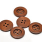 Large Brown Wooden Button - 35mm - 1 3/8 inch - 4 hole - Wood Buttons (18934)