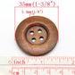 Large Brown Wooden Button - 35mm - 1 3/8 inch - 4 hole - Wood Buttons (18934)