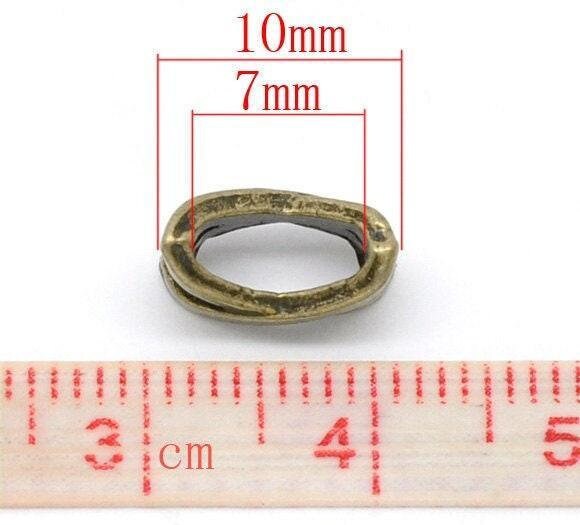 10 bronze slider spacer beads - 10mm x 7mm -  bronze slider bead for leather cord or bracelet (13445)