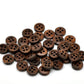 Dark Brown Wooden Buttons - 11mm - 4 Hole - Wood Button (b20326)