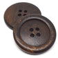 Extra Large Wooden Buttons / Olivewood / Made in Italy / Dark Brown / 34mm / Classic Round / 4 Hole (butt-olive-dkbrn-34mm)
