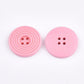 200 Large Pink Wooden Button - 25mm (1 Inch) - Carved Circle Pattern - 4 Hole - Wood Buttons (002c)