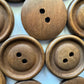 Brown Wooden Buttons - 25mm (1 Inch) - 2 Holes - Carved Dome Center - Round Sewing Wood Buttons 25mm (262)