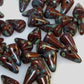 12 - Cornelian Picasso Czech Handmade Glass Baby Spikes - Cone Shaped - 4X7mm - 5X8mm (SPK08-13610-86800)