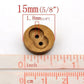 Brown Wooden Buttons - 15mm (5/8 Inch) - 2 Hole