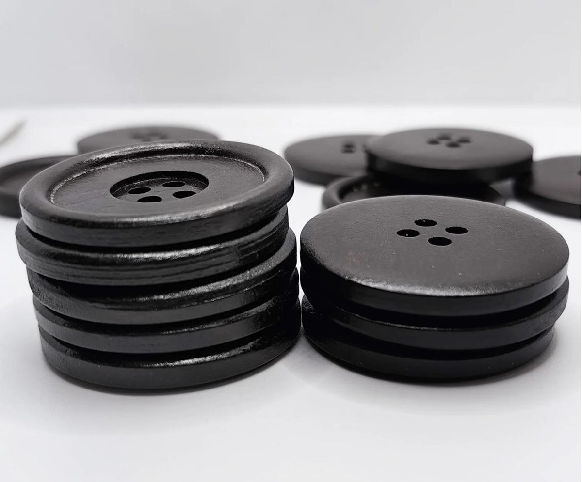 Button Ridges Wooden Buttons - Dark Brown - Large 40mm - Wood Button (butt-dkbrn-40m ...