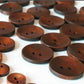 Brown Wooden Buttons - 25mm (1 Inch) - 2 Holes -  Round Sewing Wood Buttons 25mm