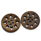Brown Carved Wooden Buttons - 25mm (approx. 1 Inch) - 2 Hole - Brown Wood Button (b27355)